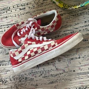 Red Primary Checked Old School Vans